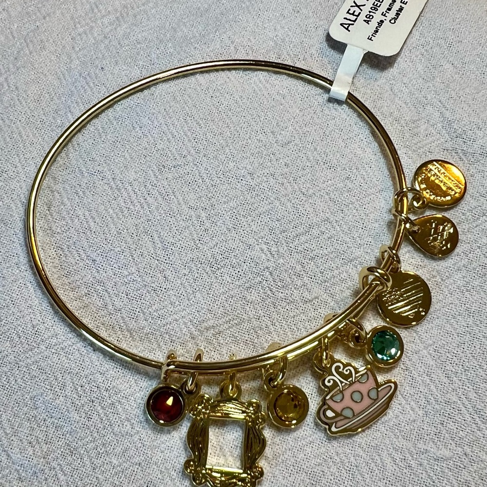 Alex and Ani Friends Frame and Coffee Mug Gold Charm Bracelet